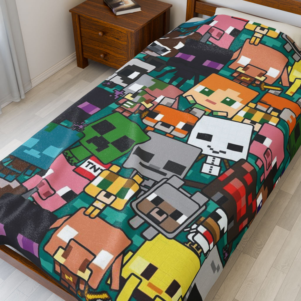 Plush Blanket - Cute Pixel World Characters Design