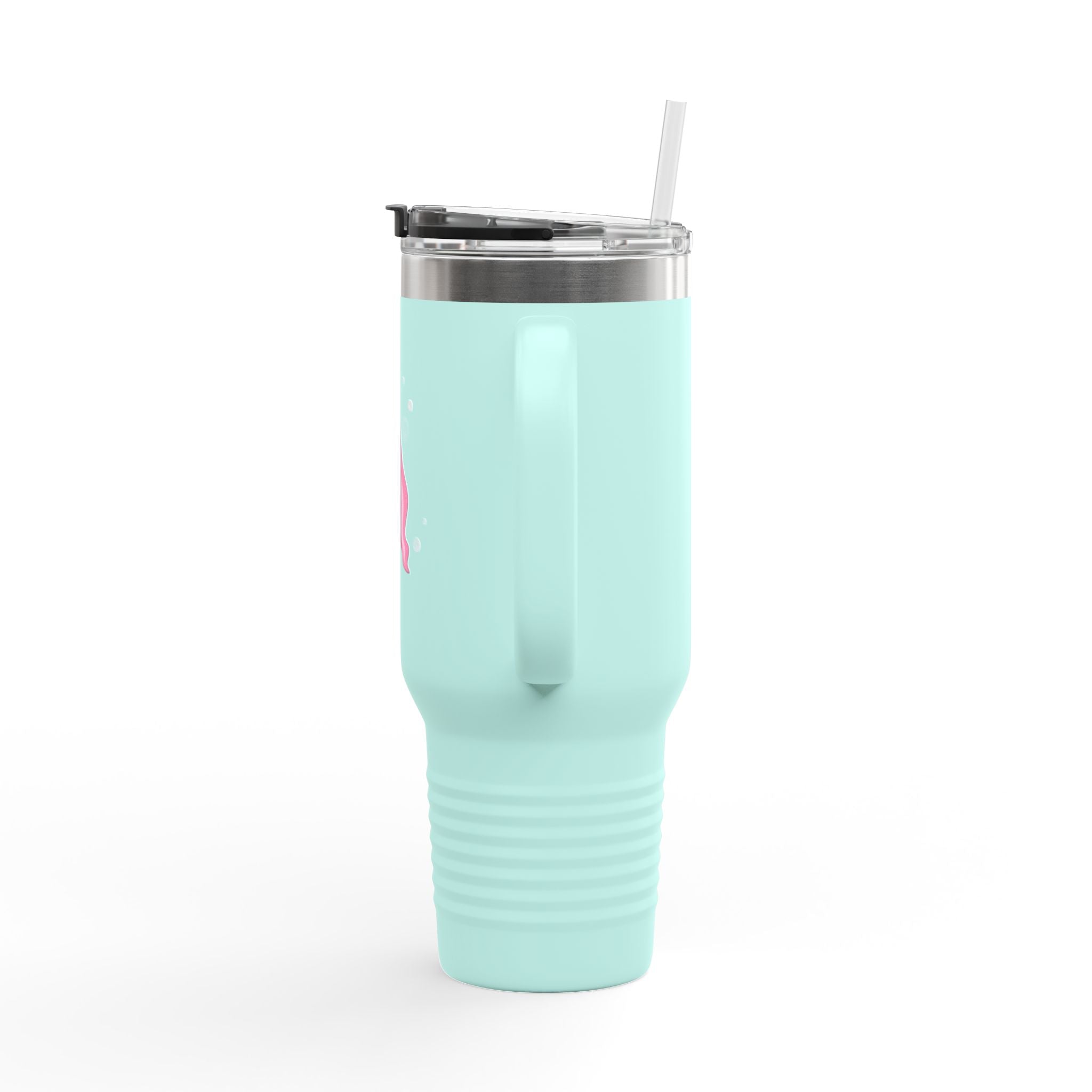Travel Mug - Pixelated Pink Axolotl Design