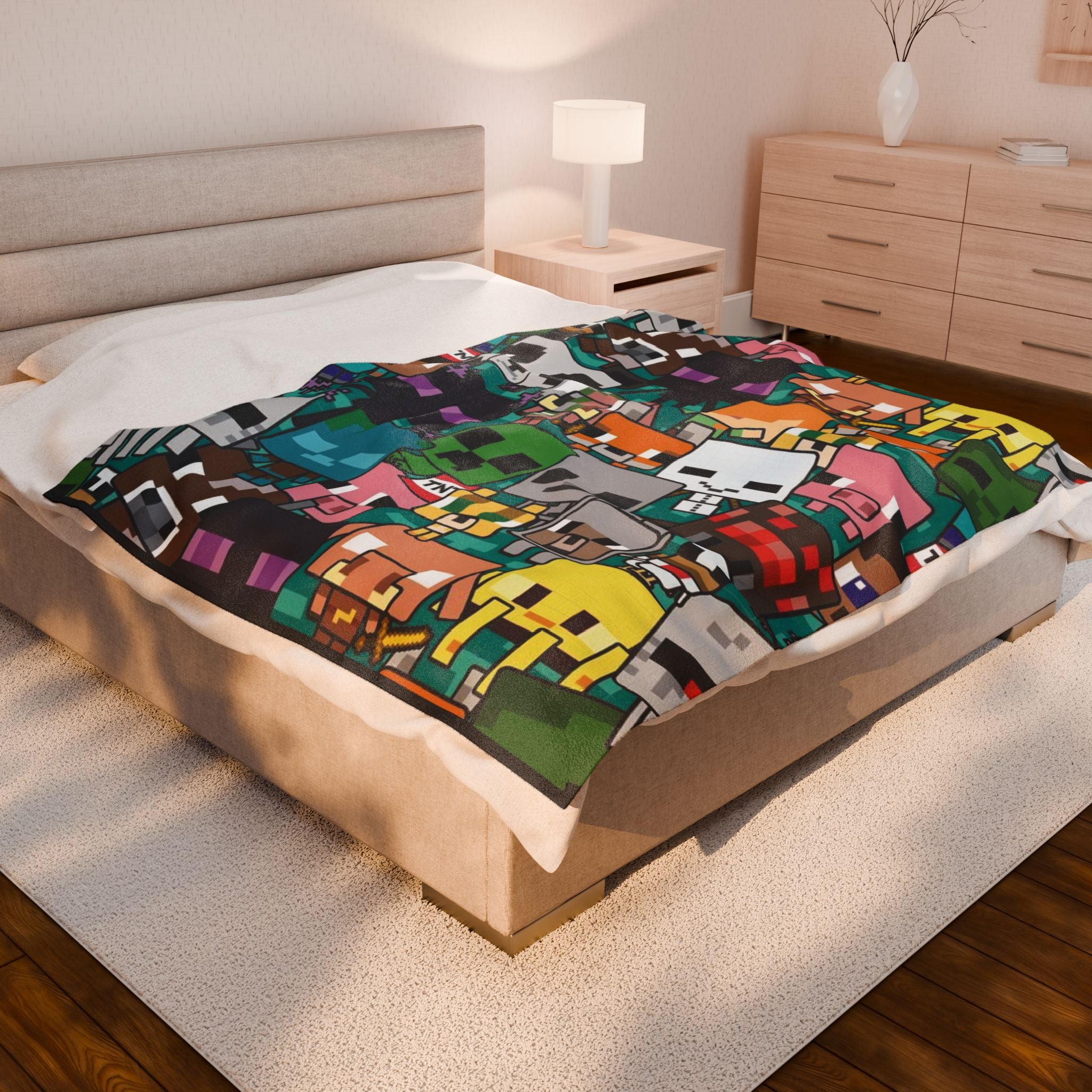 Plush Blanket - Cute Pixel World Characters Design