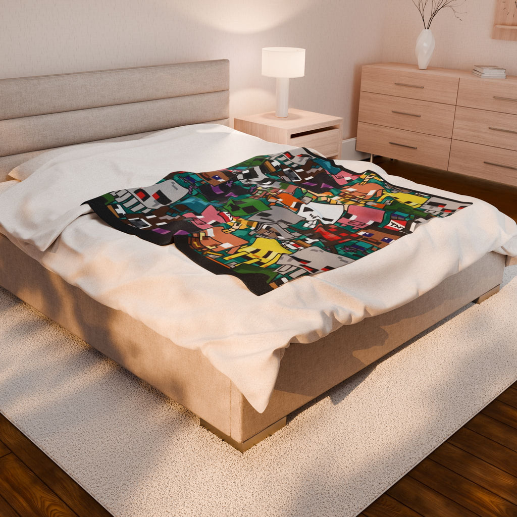 Plush Blanket - Cute Pixel World Characters Design