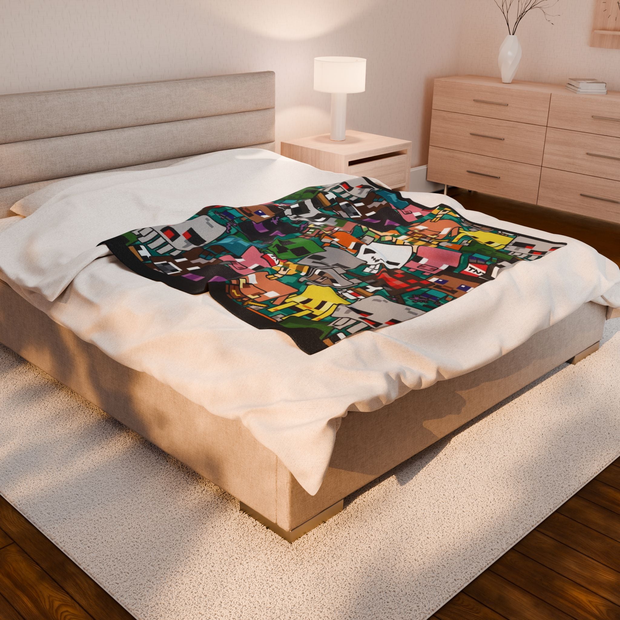 Plush Blanket - Cute Pixel World Characters Design